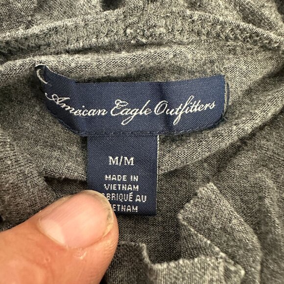 American Eagle Outfitters Gray Ruffled Spaghetti Strap Tank Top Size Medium - Picture 3 of 4